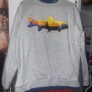 Layered Gray Graphic Women's Sweatshirt with Nature Design